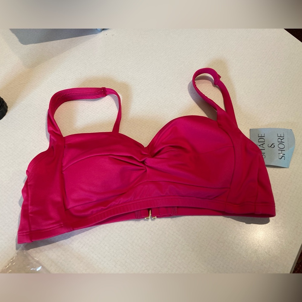 Shade and Shore Small 4-6 bikini swimsuit top bright pink